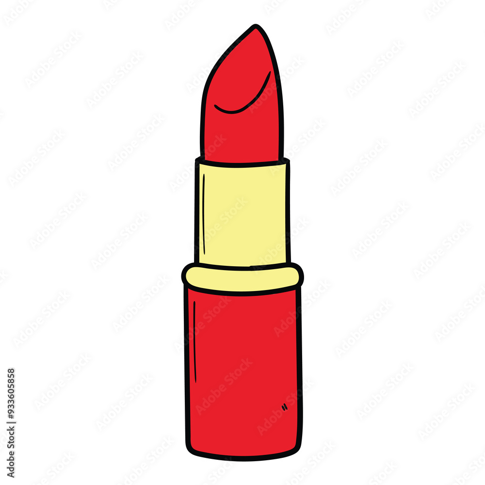 Hand drawn cartoon red lipstick on white background. Hand drawn cartoon red lipstick on white background.