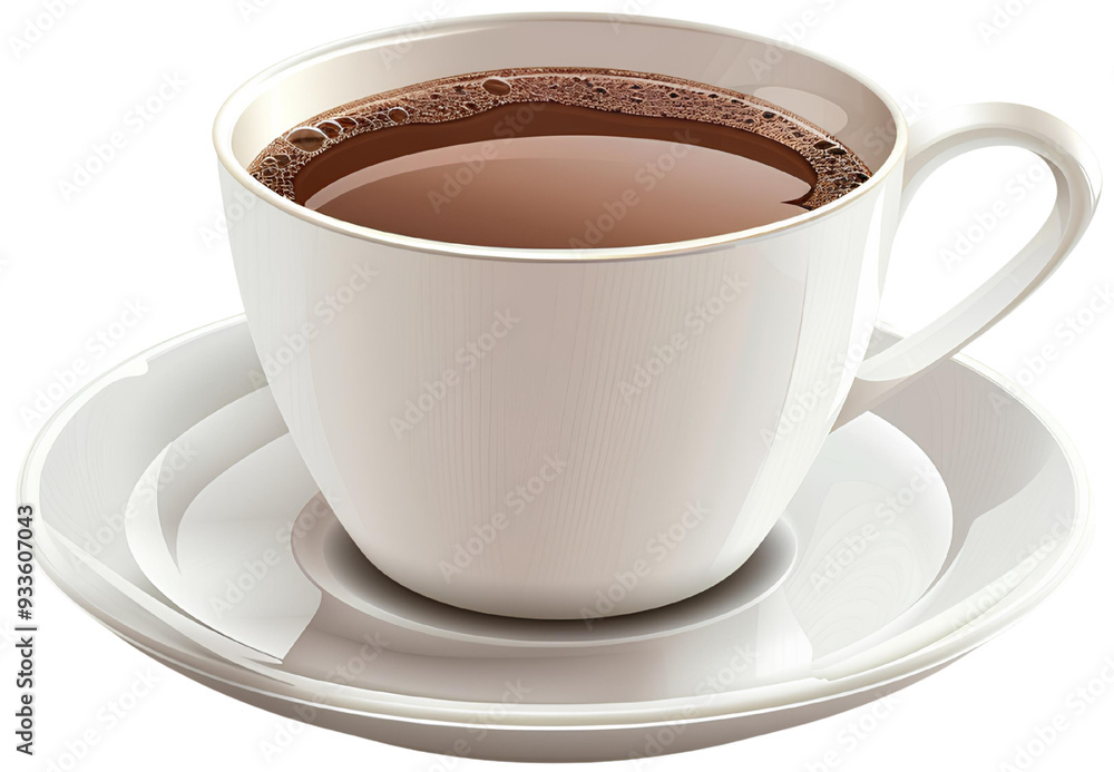 Warm Cup of Coffee: A simple yet elegant image of a white porcelain cup filled with steaming hot coffee, set on a matching saucer, isolated on transparent background. Warm Cup of Coffee: A simple yet elegant image of a white porcelain cup filled with steaming hot coffee, set on a matching saucer, isolated on transparent background.