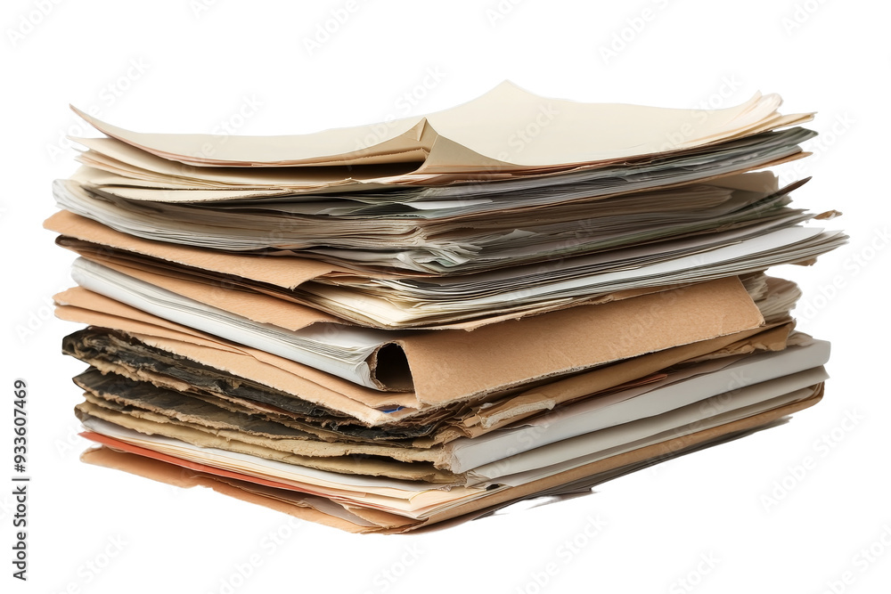 Organized Stack of Business Documents on White Background - Concept of Order and Efficiency in Office Work Organized Stack of Business Documents on White Background - Concept of Order and Efficiency in Office Work