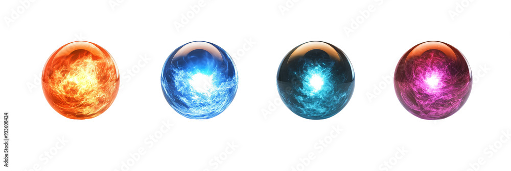 Fototapeta premium Mystic Crystal Ball with Glowing Center on White Background