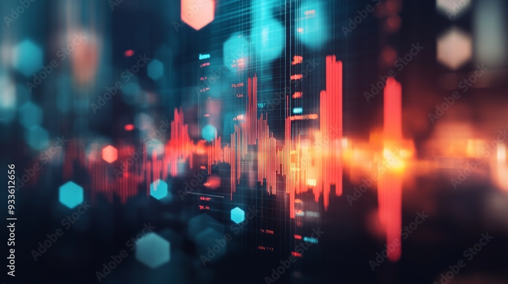 Abstract Digital Data Visualization with Red and Blue Lights Abstract Digital Data Visualization with Red and Blue Lights