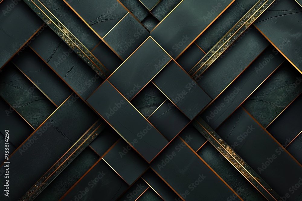 Abstract Dark Green and Gold Geometric Background. Abstract Dark Green and Gold Geometric Background.