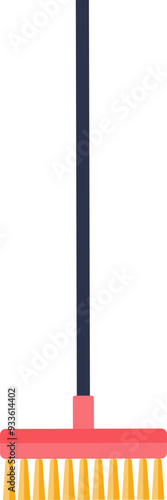 Vector illustration of a red and yellow broom with a black handle, symbolizing cleanliness and household chores.