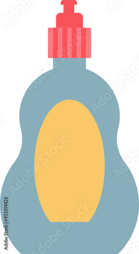 Vector illustration of a dishwashing liquid bottle with a red cap.