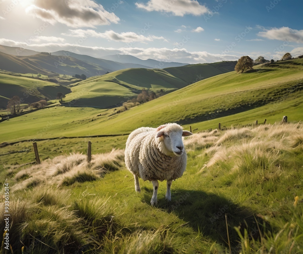 Naklejka premium sheep on a meadow