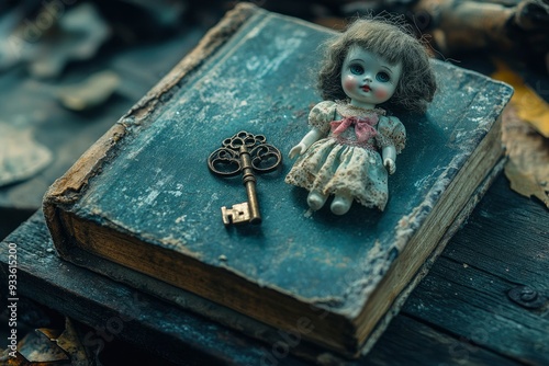 A Porcelain Doll, an Antique Key, and an Old Book