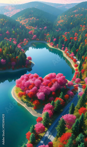lake and mountains
