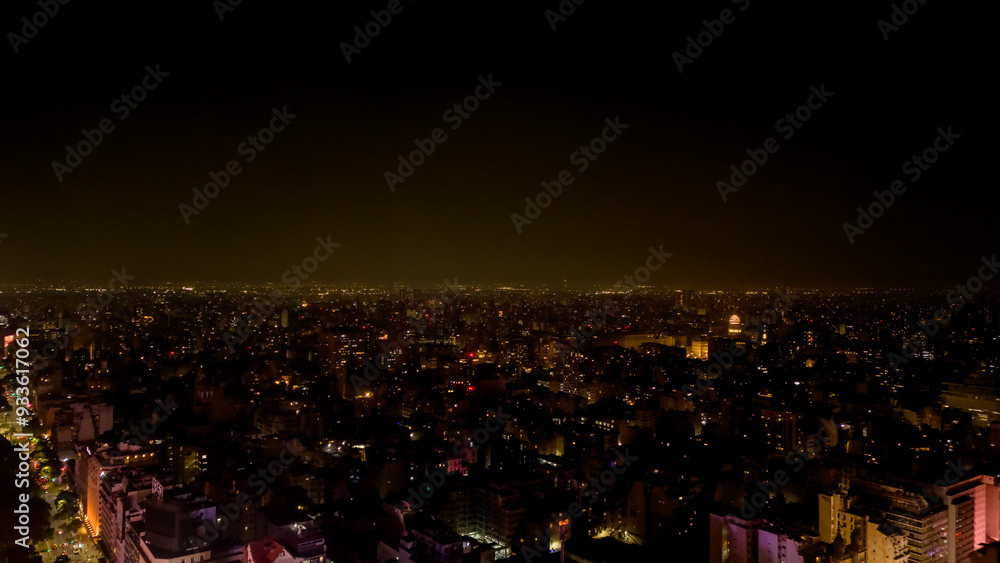 Fototapeta premium Night aerial view of the city of Buenos Aires, Argentina