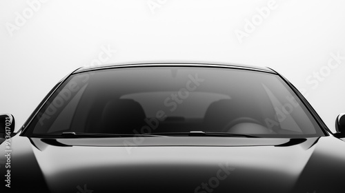 Front windshield of a black car clean and clear close up studio shot, offering a broad canvas for mockup