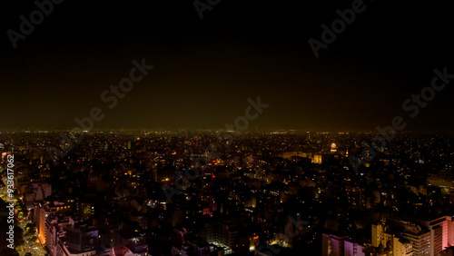 Night aerial view of the city of Buenos Aires, Argentina