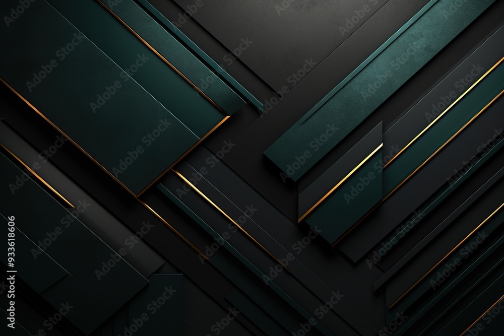 Abstract dark green and gold geometric background. Abstract dark green and gold geometric background.