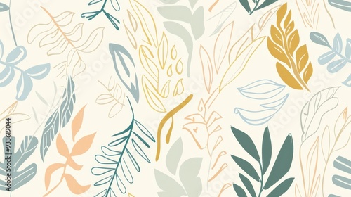 Floral seamless pattern with soft, peach-colored flowers and swirls on a white background. Perfect for feminine, elegant designs.