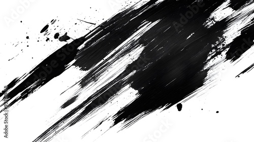 Wallpaper Mural A black and white ink drawing of an abstract shape with sharp edges, resembling the outline of chaos or a splattered brush stroke on a pure background Torontodigital.ca