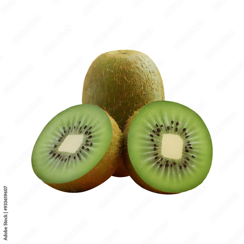 Obraz premium Fresh slice kiwi fruit isolated on a transparent background by AI generative