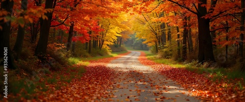 Autumn Path Leaf-Covered Trail Through a Forest