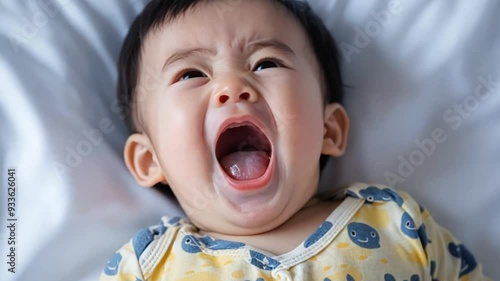 A yawning kid, a little boy screaming in pain 