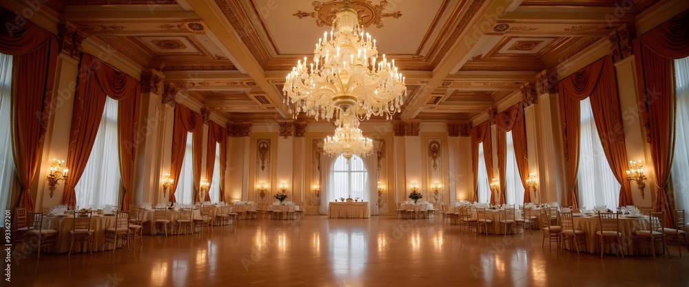 Obraz premium Elegant Ballroom Grand Setting with Chandelier and Decor