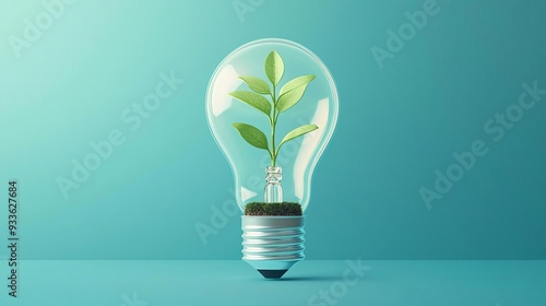 Bright Idea Light bulb with growing plant inside, idea and growth concept, flat design illustration