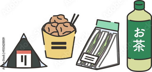 コンビニに売っている定番商品のイラスト