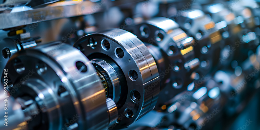 Close up of crankshaft, CloseUp of Metal Gears and Bearings, Generative AI Close up of crankshaft, CloseUp of Metal Gears and Bearings, Generative AI