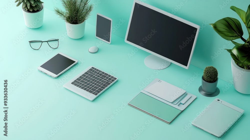 Minimalist Workspace with Modern Devices Minimalist Workspace with Modern Devices