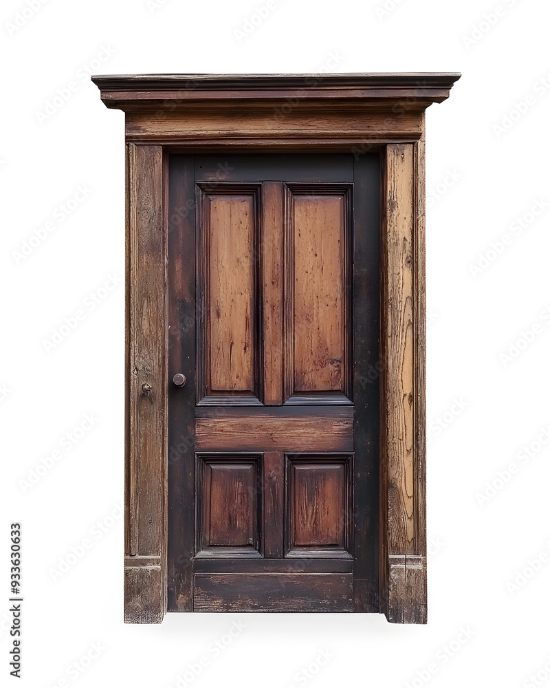 Classic wooden framed door isolated on white background Classic wooden framed door isolated on white background