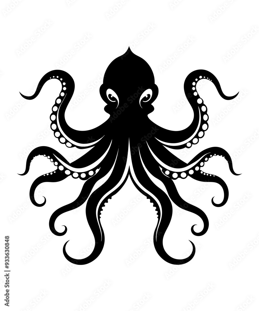 Octopus black silhouette vector illustration
Octopus black silhouette vector illustration