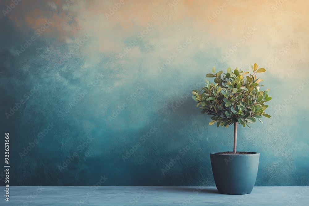 An elegant small potted plant placed against a beautifully textured wall, bringing a touch of nature to indoor décor. An elegant small potted plant placed against a beautifully textured wall, bringing a touch of nature to indoor décor.