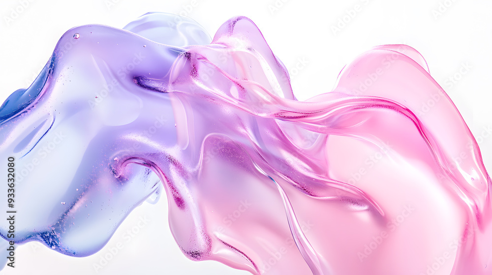 Naklejka premium 3D render of fluid, liquid shape with iridescent pastel color isolated on on white background