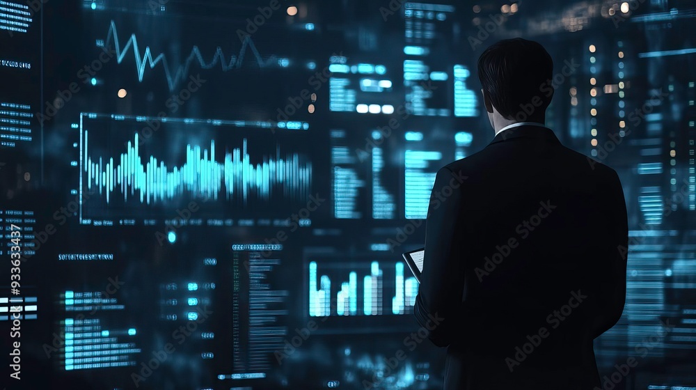 A professional analyzing data on digital screens in a modern office environment, showcasing business insights and technology. A professional analyzing data on digital screens in a modern office environment, showcasing business insights and technology.