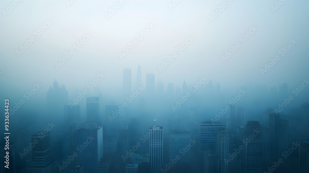 Shrouded Cityscape A Thick Layer of Smog Blanketing the Skyline of a Densely Populated City with Buildings Barely Visible Through the Hazy Polluted Atmosphere Shrouded Cityscape A Thick Layer of Smog Blanketing the Skyline of a Densely Populated City with Buildings Barely Visible Through the Hazy Polluted Atmosphere