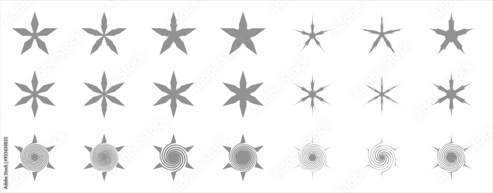 Star Element shape design. Geometric abstract isolated black elements, graphic line Memphis style, vector Star Element shape design. Geometric abstract isolated black elements, graphic line Memphis style, vector