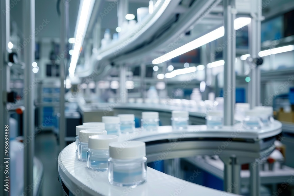 Fototapeta premium conveyor belt at a cosmetics factory