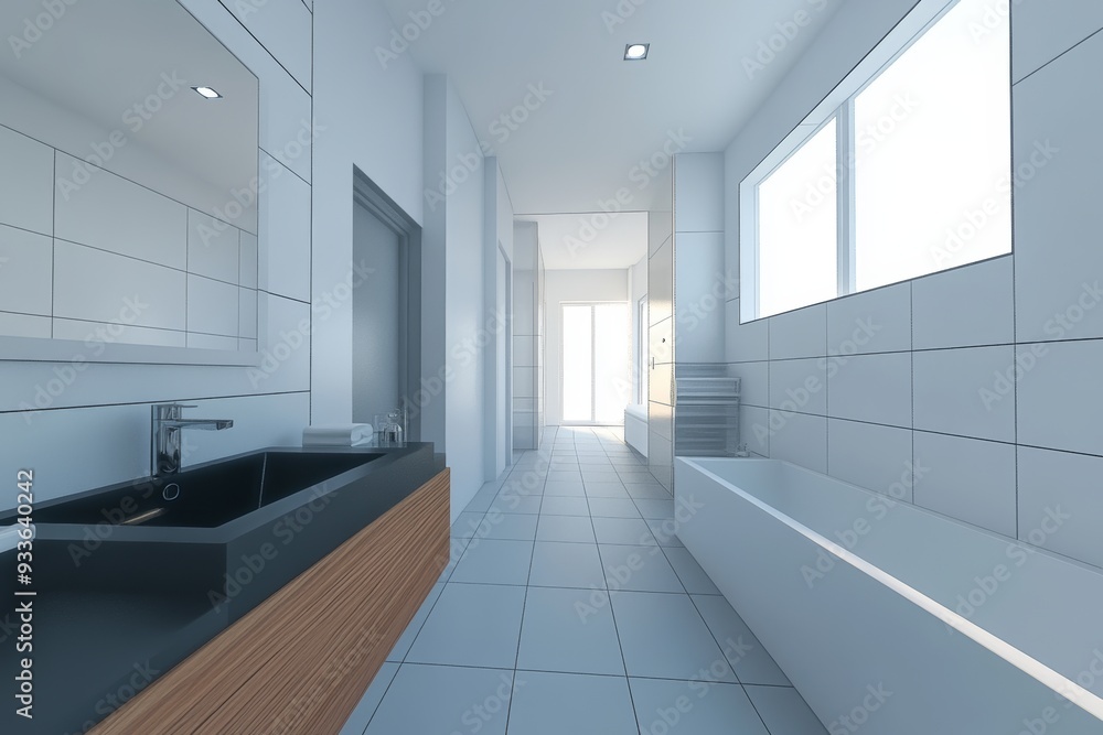 Home bathroom with sink, bathtub, and dresser Home bathroom with sink, bathtub, and dresser