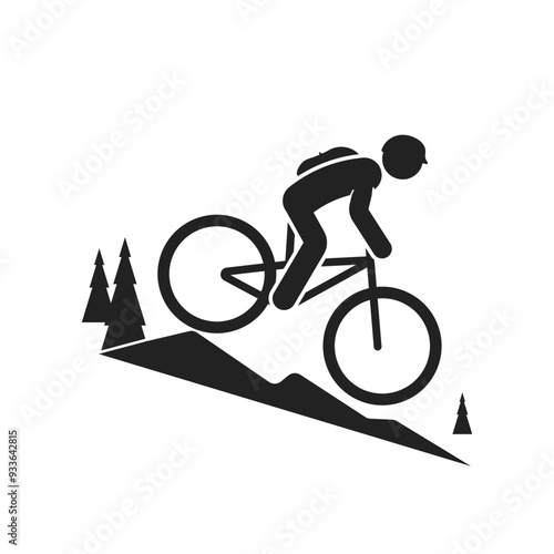Isolated Pictogram Sport Sign Mountain Bike, MTB, Free Stye Cycling