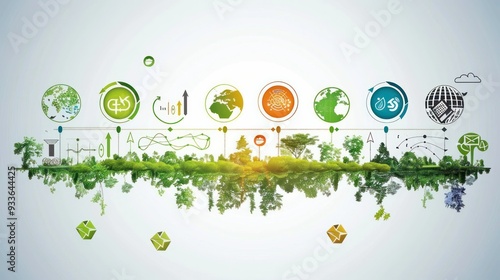 Ecology Infographics design elements. Template with eco icons. Climate strategy background