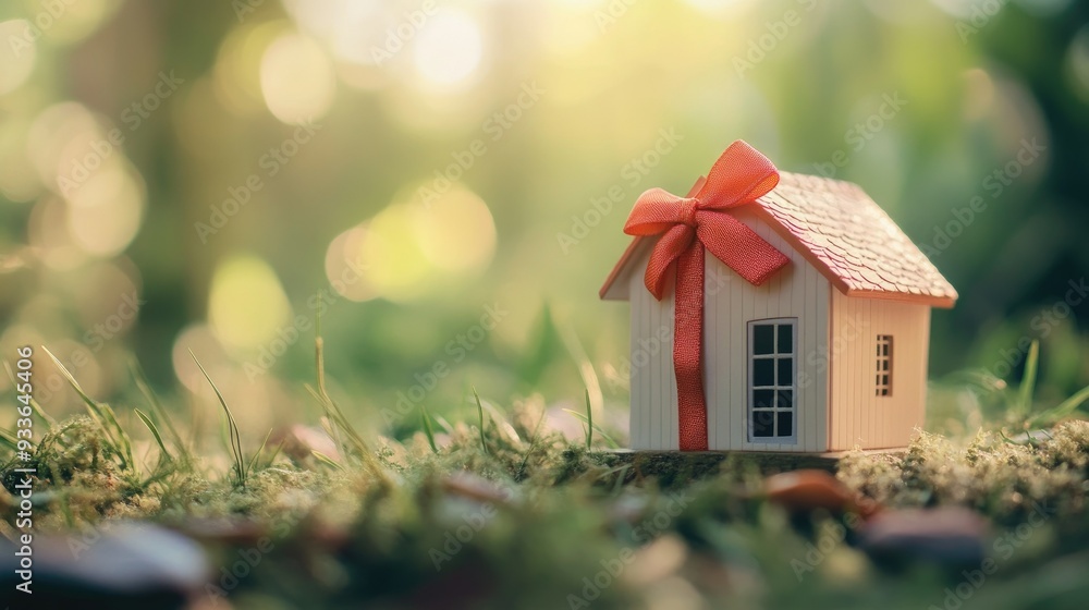 Create 5 prompts for stock photos related to Small house model with bow tie gift on the top, copyspace with 100-200 characters and ending with Create 5 prompts for stock photos related to Small house model with bow tie gift on the top, copyspace with 100-200 characters and ending with
