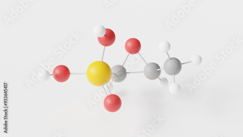 fosfomycin molecule 3d, molecular structure, ball and stick model, structural chemical formula antibiotic photo