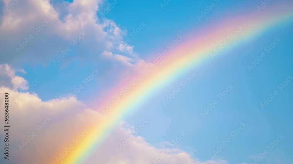 Vibrant Rainbow Arcing Across Clear Sky Post Rainstorm Vibrant Rainbow Arcing Across Clear Sky Post Rainstorm