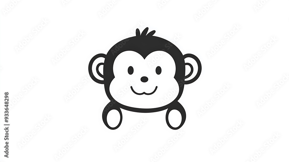 Playful Fat Monkey Doodle Logo in Minimalist Black and White Style | Cute Cartoon Ape Vector Illustration Playful Fat Monkey Doodle Logo in Minimalist Black and White Style | Cute Cartoon Ape Vector Illustration