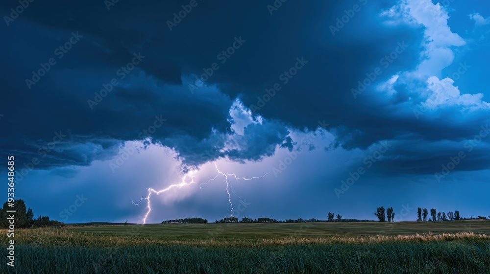 Dramatic Storm Clouds with Lightning Bolts Striking in the Distance Dramatic Storm Clouds with Lightning Bolts Striking in the Distance