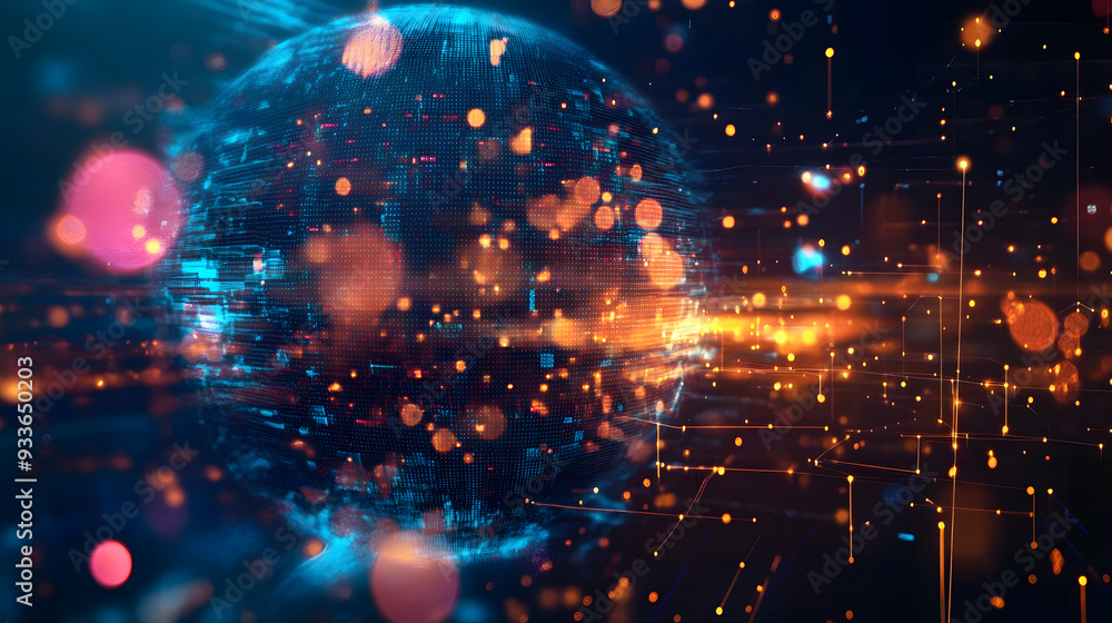 Business intelligence concept based on generative AI technology, global network, futuristic technology background Business intelligence concept based on generative AI technology, global network, futuristic technology background