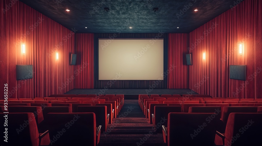 Fototapeta premium Empty cinema saloon mockup design