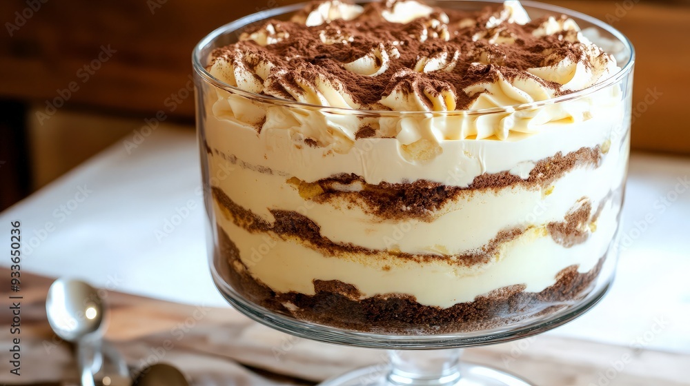 Delicious Tiramisu Dessert in Glass Bowl Delicious Tiramisu Dessert in Glass Bowl