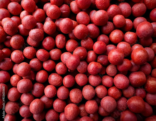 Close-up with many red boilies for carp fishing photo