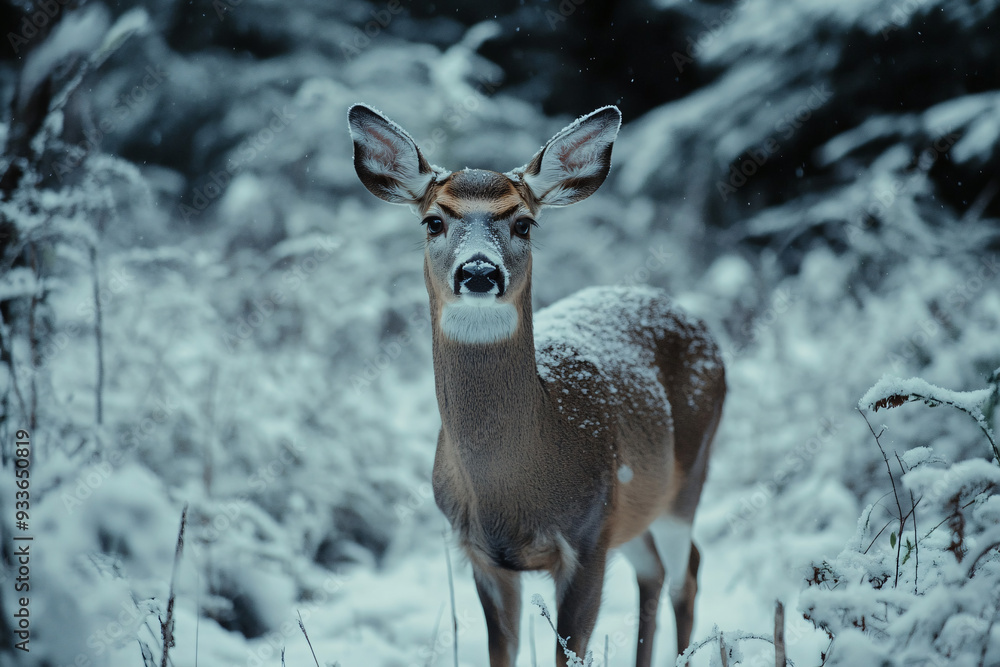 Fawn in a Snowy Forest Fawn in a Snowy Forest