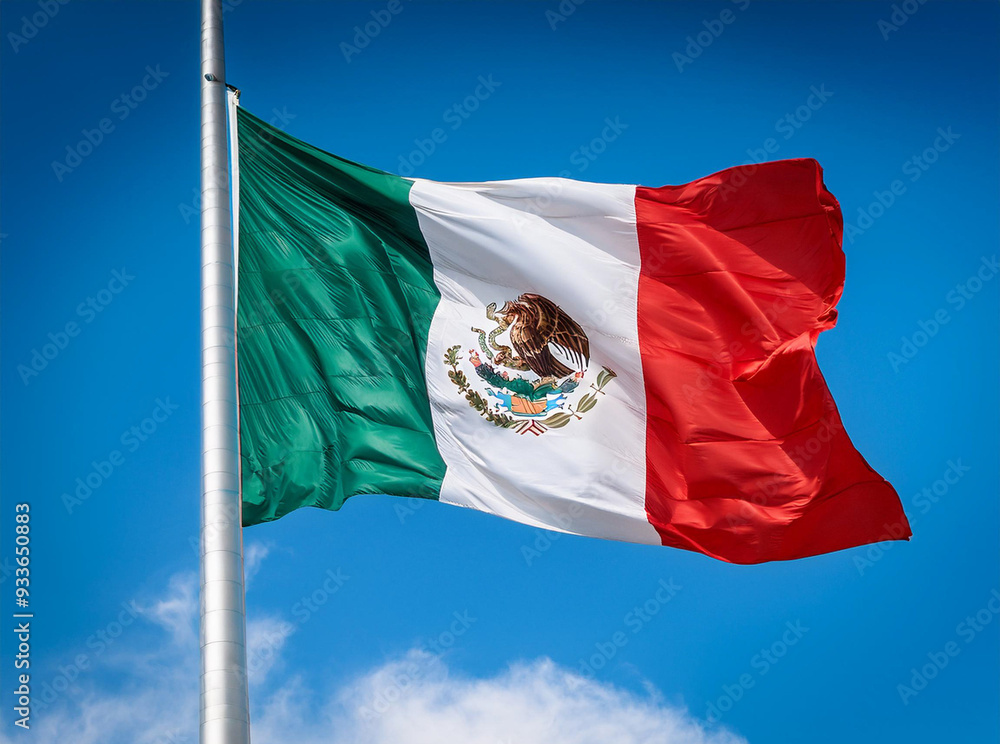 The flag of Mexico waving in the wind The flag of Mexico waving in the wind