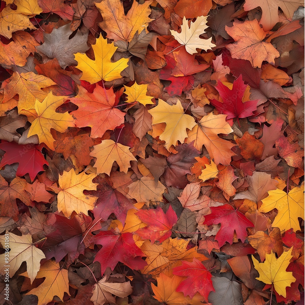 A close-up photograph of a pile of fallen maple leaves in vibrant shades of orange and red. A close-up photograph of a pile of fallen maple leaves in vibrant shades of orange and red.