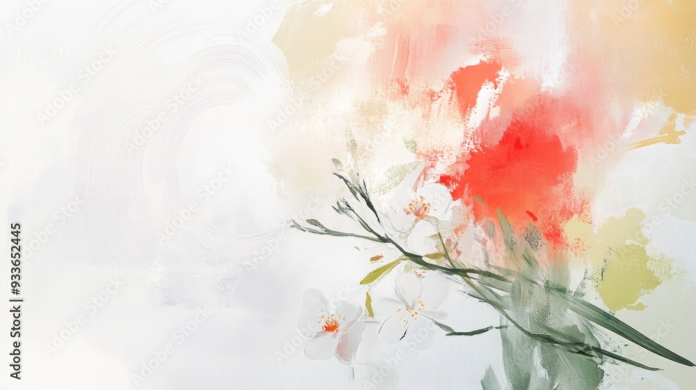 Dreamy, abstract elements of happiness and peace, softly rendered in a serene composition on a white background Dreamy, abstract elements of happiness and peace, softly rendered in a serene composition on a white background