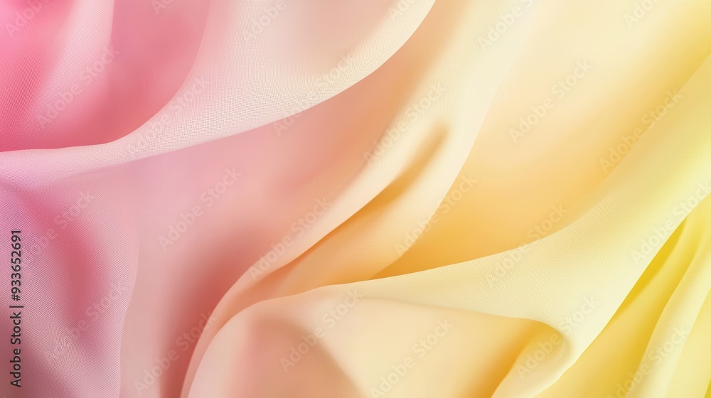 Obraz premium Soft, flowing fabric in pastel shades of pink and yellow creates serene and calming atmosphere. gentle waves evoke sense of tranquility and elegance. 